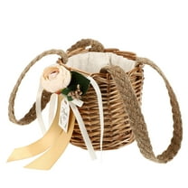 1 Pc Mini Gift Basket Lovely Woven Flower Fruit Candy Bag Portable Storage