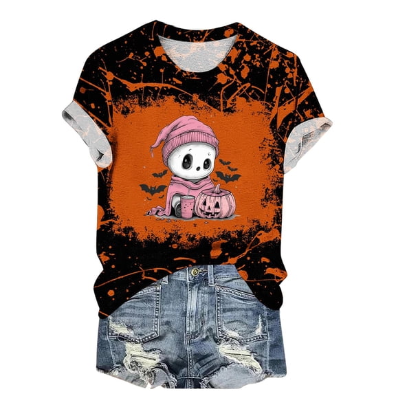 T Shirts for Women Women Fashion Summer Printed Regular Women Short Sleeves Round Neck