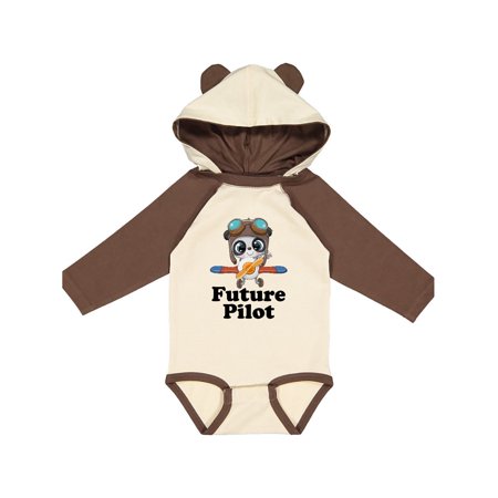 

Inktastic Boys Future Pilot Panda Gift Baby Boy Long Sleeve Bodysuit