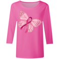 thumbnail image 4 of Fgnfyis T-Shirts pour Femmes Sensibilisation au Cancer Haut Décontracté Col Rond Manches Trois-Quarts Design Imprimé pour Usage Quotidien et Occasions Festives Printemps Été Automne Hauts pour Femmes Rose G, 4 of 4