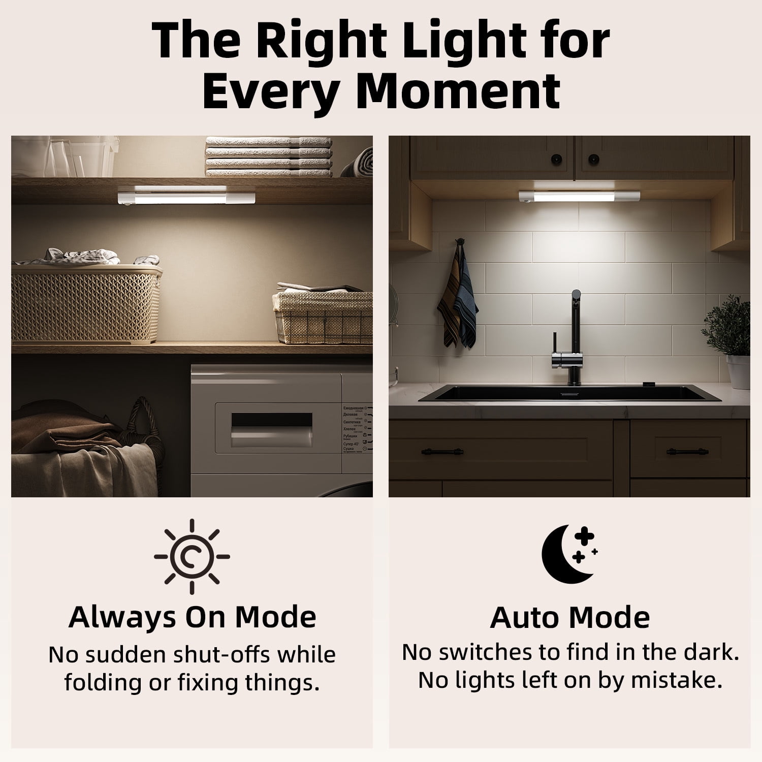 EZVALO 6-Pack 11.8'' Under Cabinet Lighting, 50 LED Motion Sensor Closet Lights, USB Rechargeable Wireless Cabinet Lighting, 3 Color Temps Magnetic Light for Kitchen, Pantry