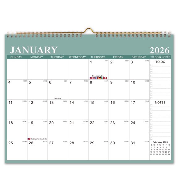 ViVin Horizontal YO Wall Calendar Jan 2026–Dec 2026, 12 Months, Macaron Colors, 11×14"