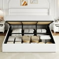 thumbnail image 4 of Allewie King Size Velvet Lift Up Storage Bed, Modern Wingback Headboard, Hydraulic Storage, No Box Spring Needed, White, 4 of 10
