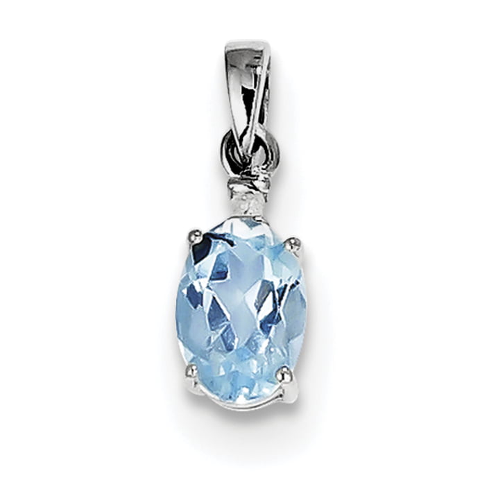 Beautiful Sterling silver 925 sterling Sterling Silver Rhodium Plated Diamond & Sky Blue Topaz Oval Pendant