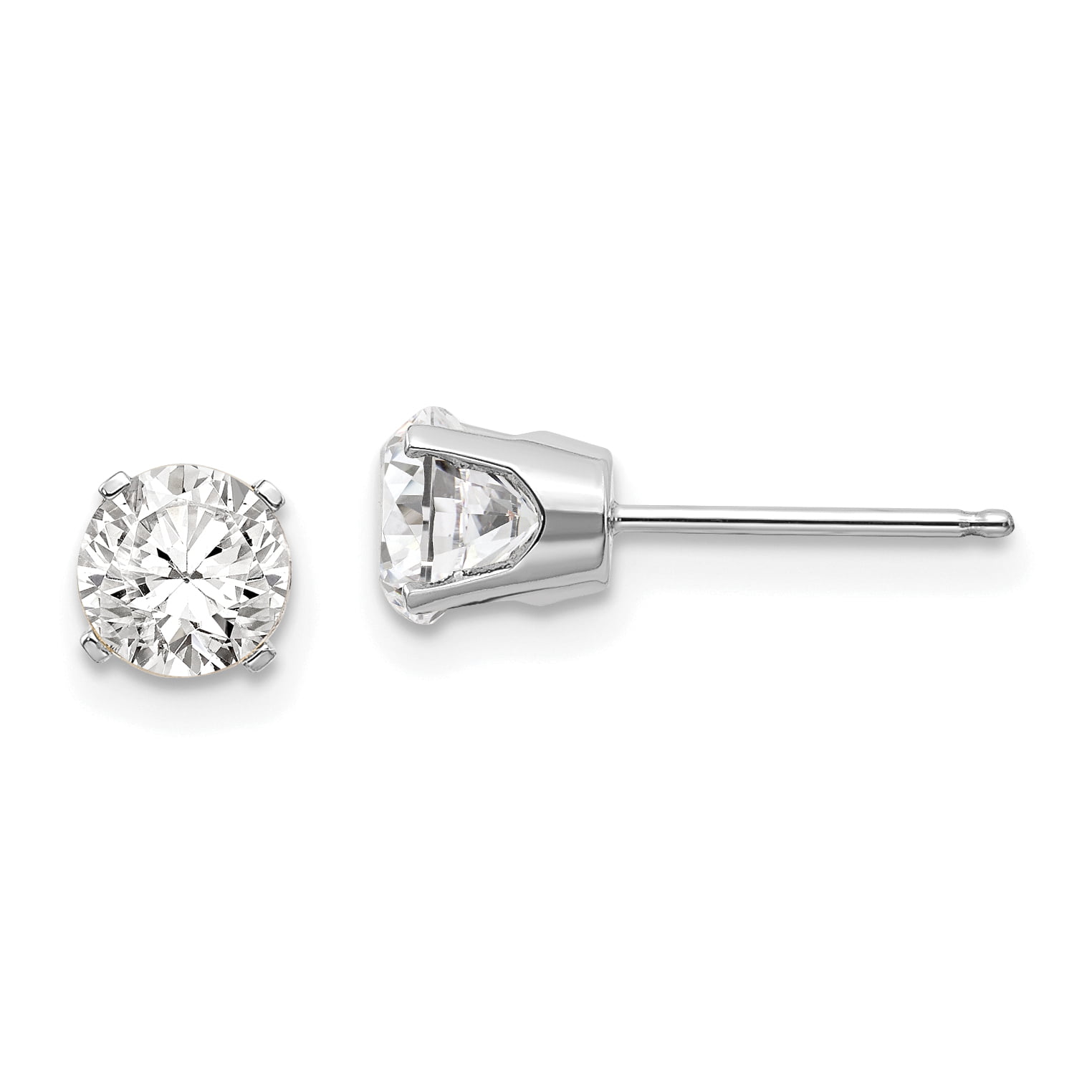 14K Solid White Gold 2.5mm Round Birthstone Stud Earrings with screw back 