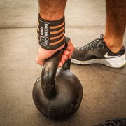 WOD Nation Gym Wrist Wraps - 12-Inch, Black & Orange - Wrist Support & Stability for Weightlifting, Powerlifting & Strength Training with Thumb Loop & Hook-and-Loop Closure