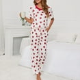 thumbnail image 4 of Women Pajama Set Sleepwear Crew Neck Heart Print Short Sleeve Comfortable for Home White XXL, 4 of 8