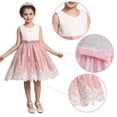 thumbnail image 4 of Flower Girl Dress Size 7 Girls Sleeveless Floral Lace Tulle Dress with Headband 3-9 Years Old Bowknot Princess Gown, Pink, 8 Years, 4 of 7