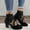 Black, variant on Ankle Boots for Women Short Boots Sheer Lace and Suede Chunky Block Mid Heel Back Zipper Lace Mesh Boots