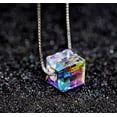 thumbnail image 2 of Color Magic Austrian Crystal Cube Necklace 14K White Gold plated Box Chain for Women Special Occasion Hoilday Birthday Everyday Wear, 2 of 3
