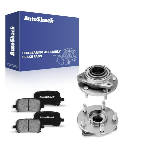 AutoShack Front Ceramic Brake Pads Wheel Hub Bearing Assemblies without ABS | Replacement for 2006-2007 Pontiac G6 | 6-PC
