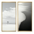 thumbnail image 2 of Designart "Black And White Simplicity Beach Photo VII" Coastal Beach Framed Wall Art Set Of 2 - Grey Beach Framed Canvas Set For Living Room Decor, 2 of 7