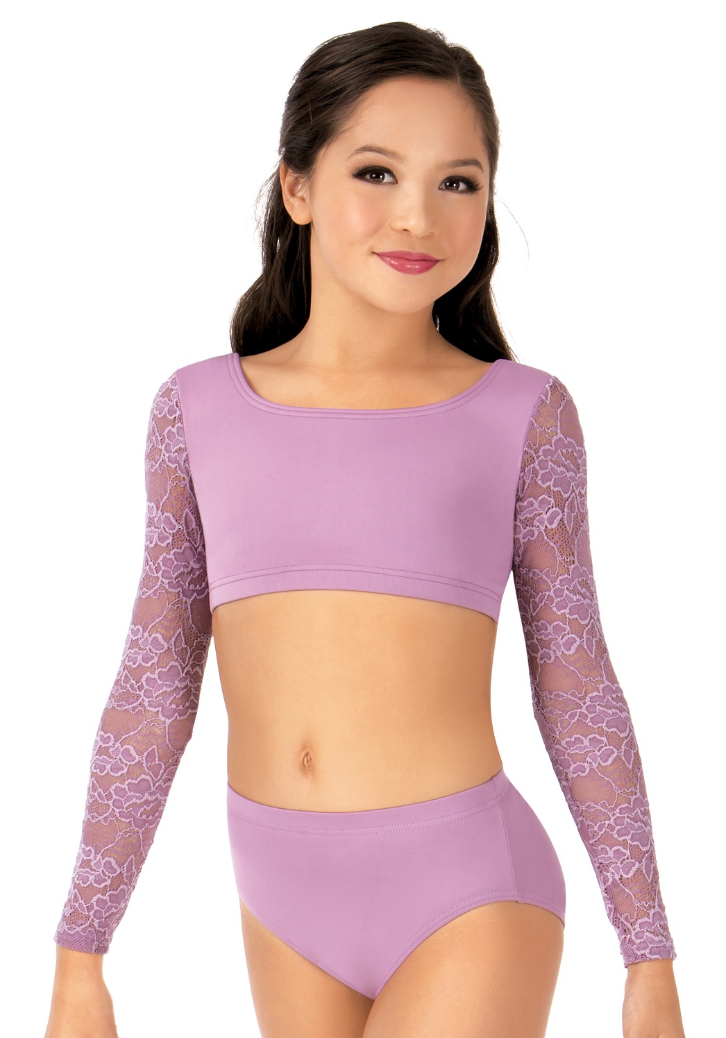 Child Lace Long Sleeve Dance Crop Top