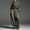 Army Green, variant on Morttic Women‘s Casual Solid Color Two-Piece Outfit – Long Sleeve Lapel Chest Pocket Shirt and Wide Leg Pants Army Green,S