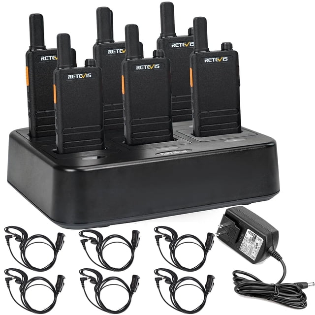 Walkie Talkie Retevis RT22P 2.0 con auricular y 6 cargadores