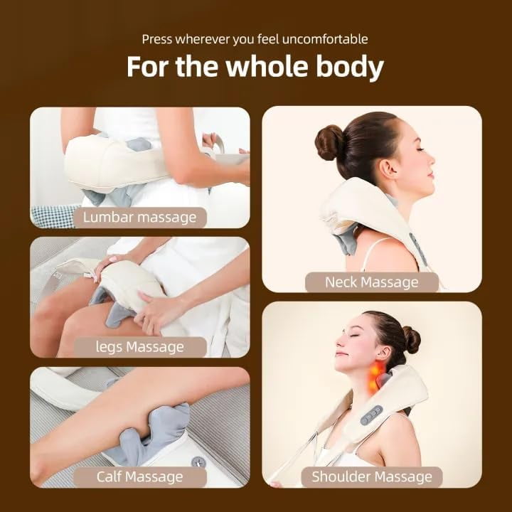Cordless Electric Rechargeable Shiatsu Back Shoulder and Neck Massager for Pain with Heat, Corporate Employee Appreciation Gifts for Men, Women