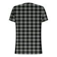 thumbnail image 6 of Women's T-Shirts Summer Plaid V Neck Button Short Sleeve Tops Casual Loose Tunic Comfortable Tee Blouses (3XL, Dark Gray), 6 of 7