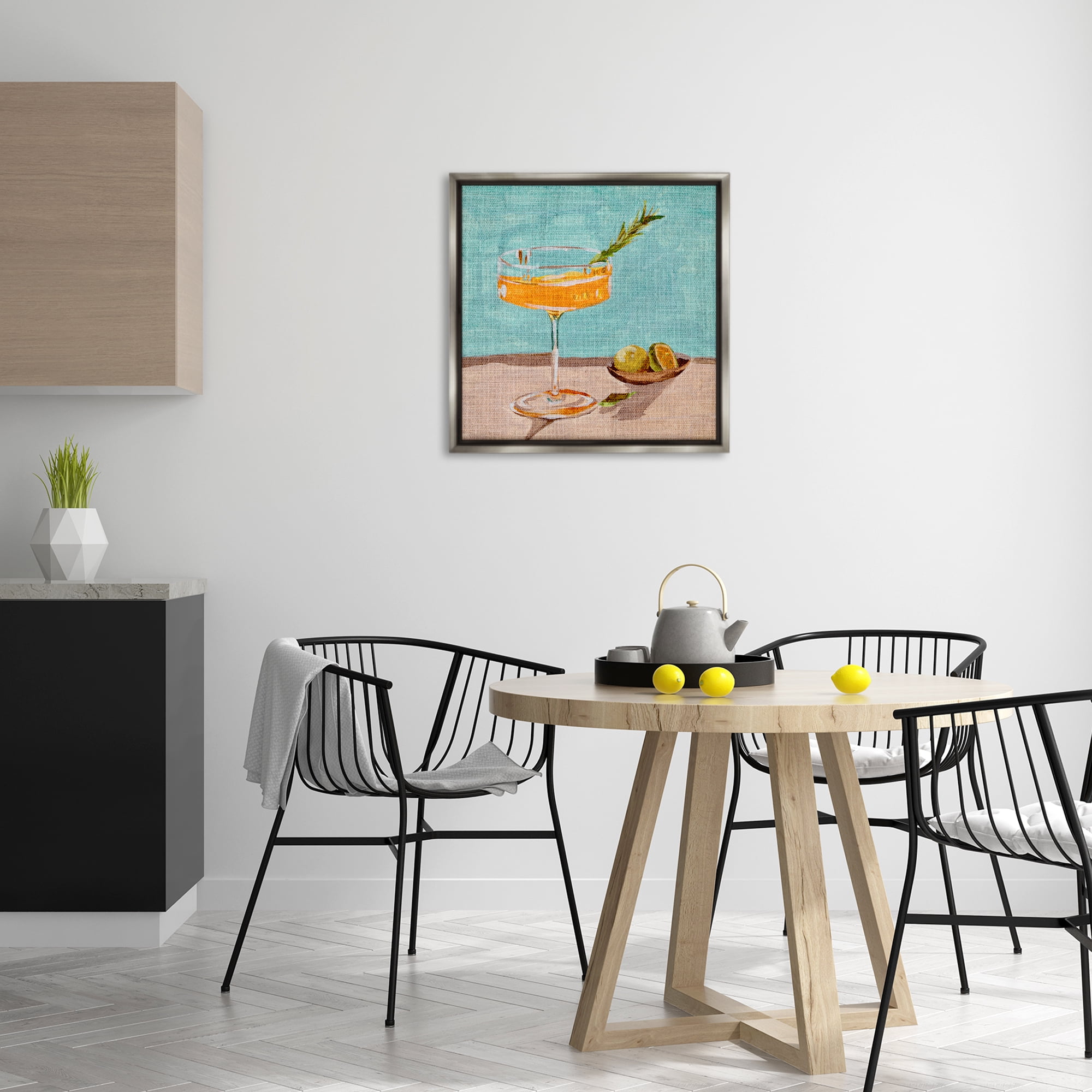 Stupell Industries Bright Cocktail Glass Food & Beverage Painting Gray Floater Framed Canvas Art Print Wall Art, 25 x 25