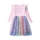 thumbnail image 5 of Odeerbi Vestido de Tul Con Lentejuelas Arco Iris Para Niñas Mariposa Imprimir Sparkly Vestido Niños Color Sólido Malla Vestido de Manga Larga, 5 of 9