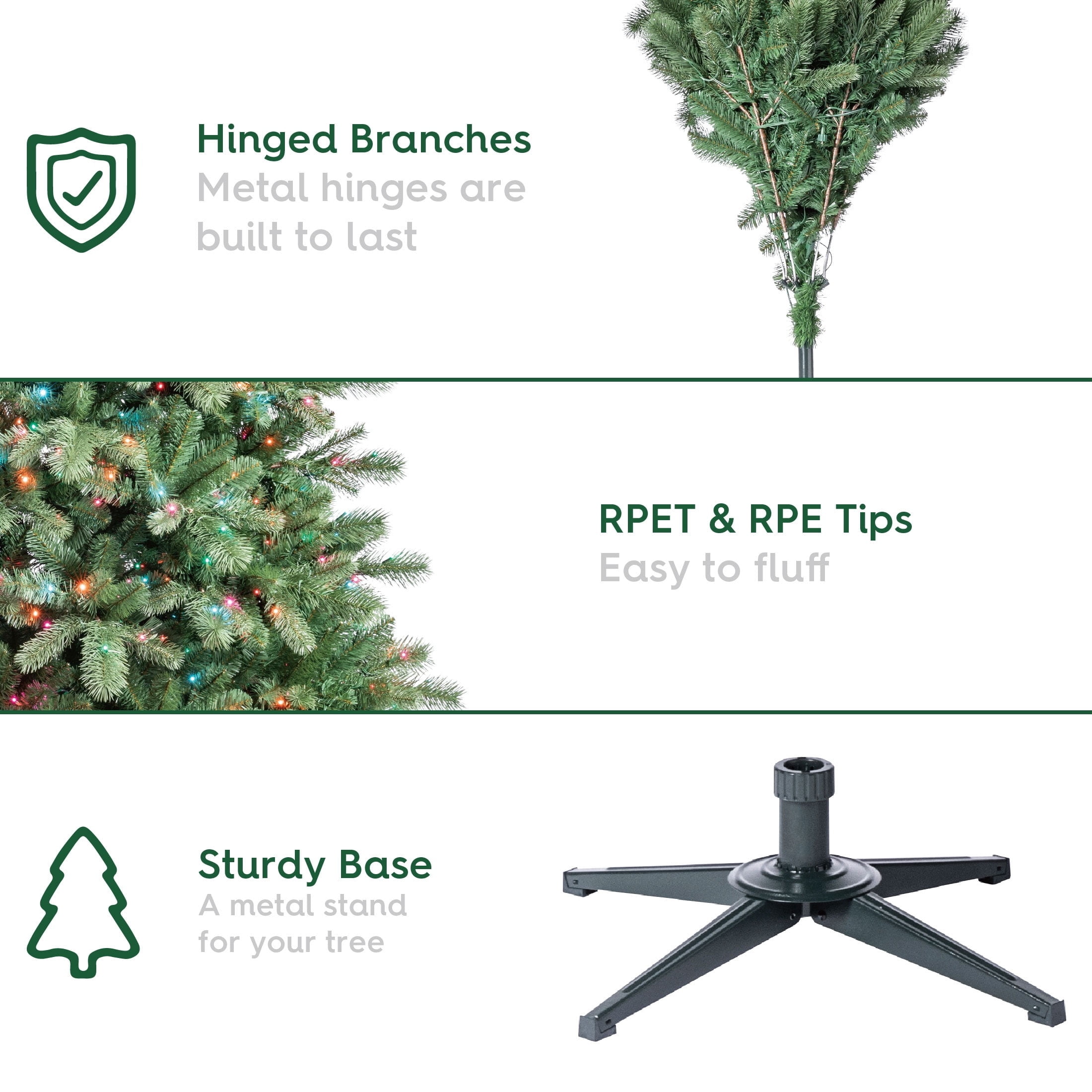 7.5' Pre-Lit Valencia Fir Green Artificial Christmas Tree with LumaDazzle Color-Changing Twinkle LED Lights, Quick Set, and Stand, by Holiday Time