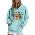 thumbnail image 2 of BiZtdJrK Halloween Hoodies for Women Pumpkin Graphic Long Sleeve Hoodie Pullover Fashion Cute Sweatshirt Teen Girl Clothes with Pocket Light Blue XL, 2 of 6
