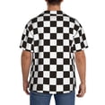thumbnail image 3 of Fotbe Black and White Checkerboard Camisa Estampada de Manga Corta para Hombre, Casual de Verano, Estilo Playero, Sin Arrugas-X-Large, 3 of 5