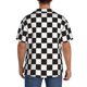 thumbnail image 3 of Fotbe Black and White Checkerboard Camisa Estampada de Manga Corta para Hombre, Casual de Verano, Estilo Playero, Sin Arrugas-3X-Large, 3 of 5