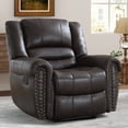 thumbnail image 1 of Bonzy Home Fauteuil Inclinable Manuel Classique, Fauteuils Inclinables en Cuir PU avec Décoration de Rivets Vintage, Sofa Inclinable Simple à Poussée pour Salon, Chambre, Brun Foncé, 1 of 9