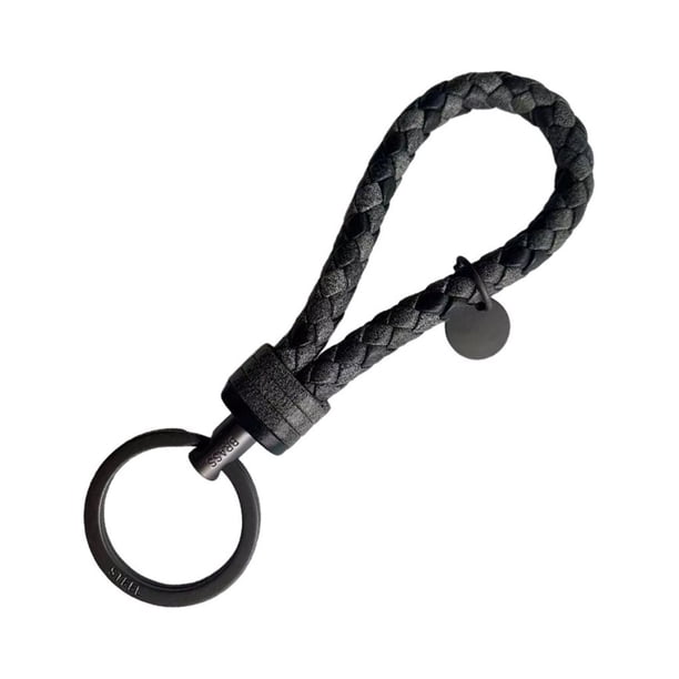 Inteprter LLavero de cuerda tejida trenzada de cuero, resistente al desgaste, bolsa de bricolaje, colgante exquisito, resistente al agua, Artesanía Gris Bicolor 3.3*9 cm