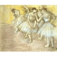 thumbnail image 2 of Degas, Edgar 23x20 Black Ornate Wood Framed with Double Matting Museum Art Print Titled - Five Dancers On Stage, 2 of 4