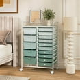thumbnail image 2 of Costway 15-Drawer Rolling Storage Cart Mobile Cart with Colorful Drawers & Metal Frame Gradient Green, 2 of 10