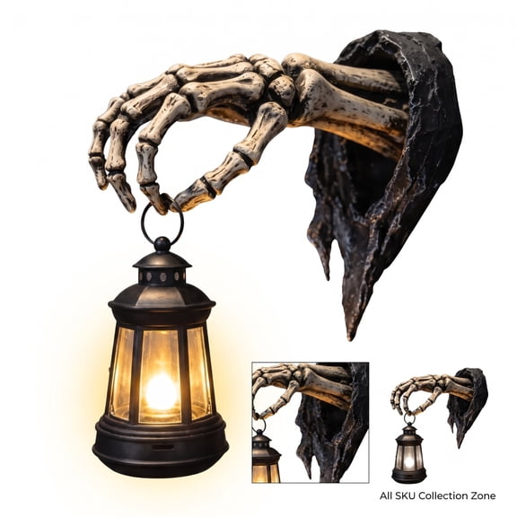 Halloween Skeleton Hand Wall Lantern, Resin Halloween Decorative Light, 1 Piece Spooky Statue, for Haunted House Party Yard Patio Indoor Outdoor Atmosphere Decoration