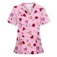 thumbnail image 4 of LSLJS Mode Femme Uni Col en V T-Shirt à Manches Courtes Imprimé Blouse Ample Hauts, Sarraus pour Femmes Grande Taille, 4 of 5