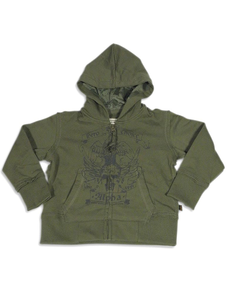 Alpha Industries - Little Boys Long Sleeve Zip Hoodie Sweatshirt Jacket  25781-4 (Olive)
