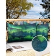 thumbnail image 2 of Pack of 2 Outdoor Pillow Covers, Lake Aurora Borealis Icelandic Pattern Waterproof Square Throw Pillowcase Cushion Decorative Pillow Covers for Couch Patio Tent, 20x12 in, 2 of 6