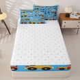 thumbnail image 4 of Castle Fairy Cartoon Construction Truck Zipper Twin Comforter Sets with Fitted Sheet and 2 Pillowcases,Cute Excavator Vehicle Zipper Bedding Set for Bedroom,Bright Blue,4-Piece,Reversible, 4 of 6