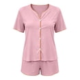 thumbnail image 6 of Diufon Button Down Pajamas Women 2 Piece Casual Short Sleeve V Neck Home & Sleepwear Pjs Summer Short sets, 6 of 6