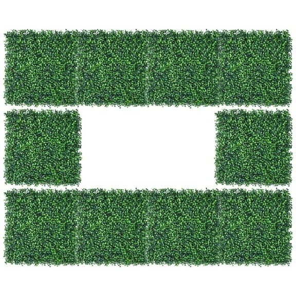 Lush Space Boxwood Panels 12 Pcs 20" X 20" Artificial Boxwood Panels Grass Wall UV-Proof  Green Wall Greenery Panels Wall Garden Fence Backyard Party Indoor Outdoor Decor
