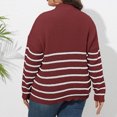 thumbnail image 3 of Gytharion Women's Quarter Zip Sweaters Loose Striped Turn Down Collar Long Sleeve Pullover Tops with Ribbed Cuffs Fashion Jumper Tops, 3 of 5
