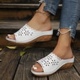 thumbnail image 3 of Dakaela Women's Platform Wedge Sandals Floral Hollow out Orthopedic Slip on Slides Casual Outdoor Walking Summer Beach Shoes White Size 6, 3 of 9
