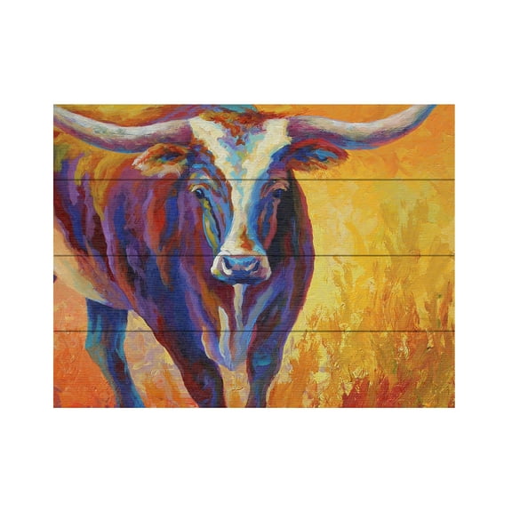 Trademark Fine Art 'Stepping Out Longhorn' Wooden Wall Art Art by Marion Rose