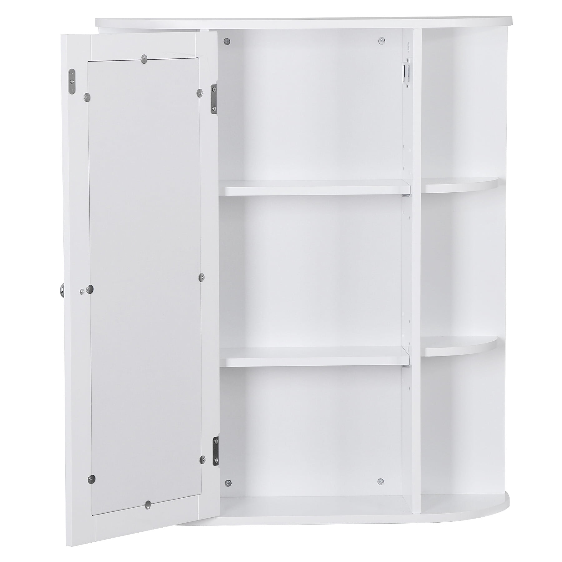 HomGarden Mirror Door Wall-Mount Bathroom Cabinet, Medicine Cupboard White, 6.5 W