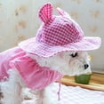 thumbnail image 3 of Summer Lovely Bear's Ear Pet Dog Hat Lattice Dogs Caps For Small Medium Dogs Cats Adjustable Puppy Kitten Hats Pet Accessories Chihuahua, 3 of 5