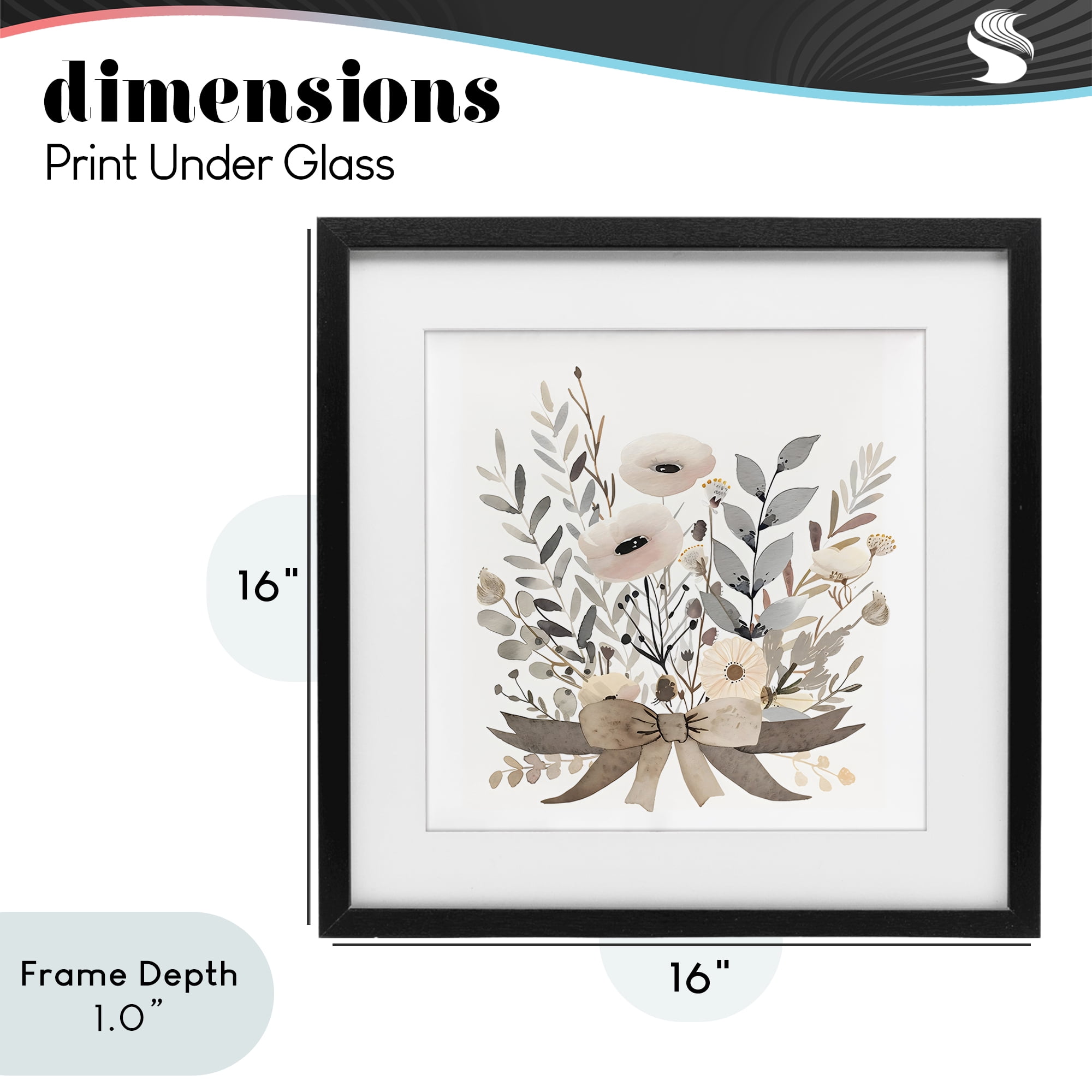 Stupell Industries Neutral Floral Bouquet Beige Black Framed Print Under Glass, design by Creative Studio