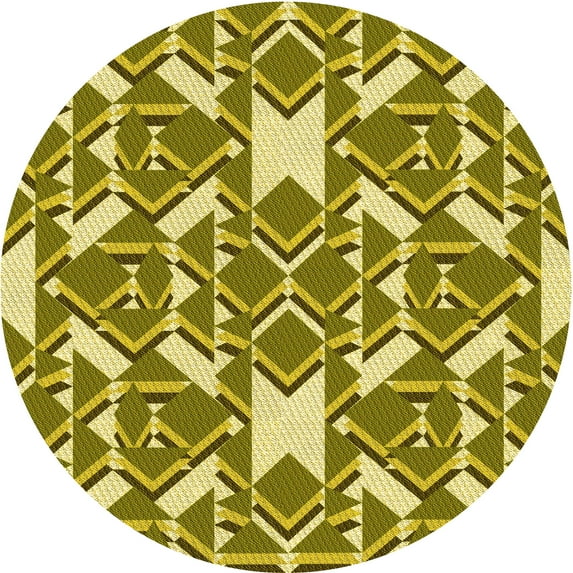 Ahgly Company Indoor Round Patterned Oak Brown Area Rugs, 7' Round