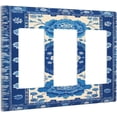 thumbnail image 2 of White Blue Style Flower Pattern Vintage Light Switch Covers 3 Gang Rocker Decorative Triple Outlet Wall Plate Cover Electrical GFCI Switchplate for Bedroom Bathroom Decor, 2 of 5