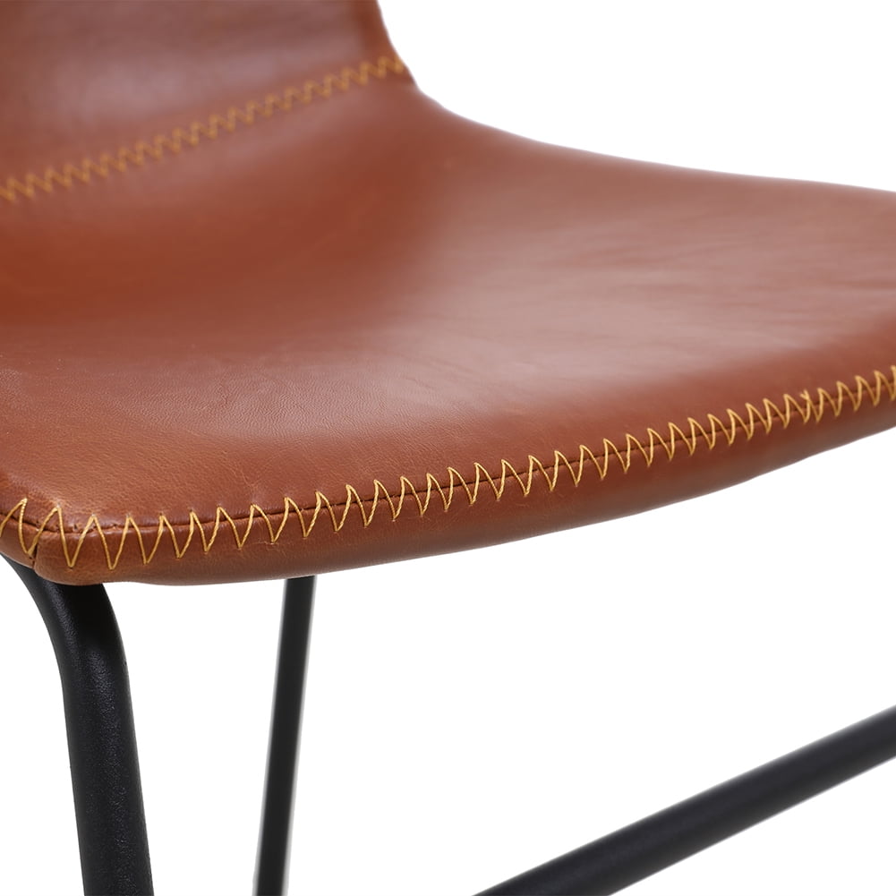 Lowestbest PU Leather Bar Stool, 2-Piece Counter High Stool, Bronze