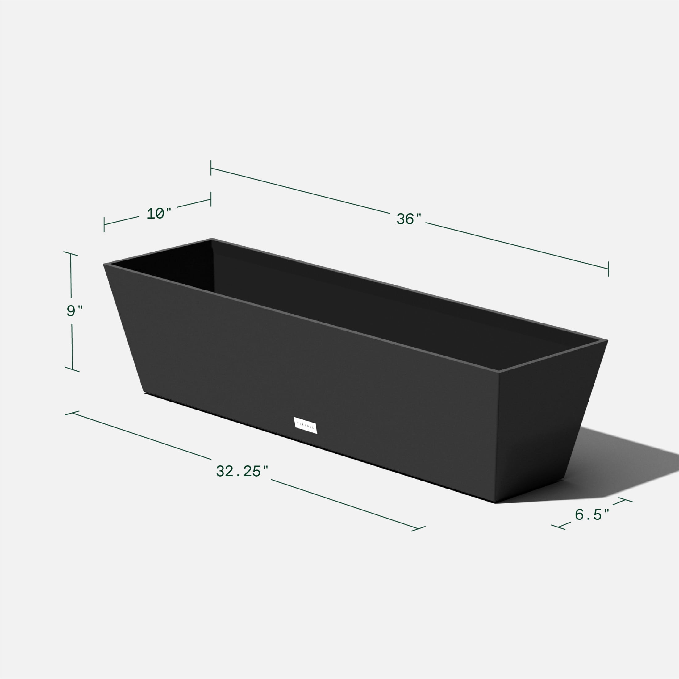 Veradek Pure Series Window Box 36" Plastic Planter - Black