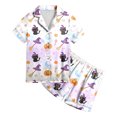thumbnail image 5 of UAYOTSE Girls Lightweight Satin Sleep Outfit, Collared Button‑Front Short‑Sleeve Top and Matching Shorts, Usable Pjs for Sleepovers and Home Relaxation Size 8-9 Years, 5 of 5