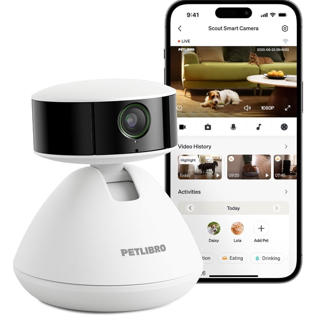 Cámara Petlibro AI para perros, cámara para mascotas, interior 1080P con aplicación